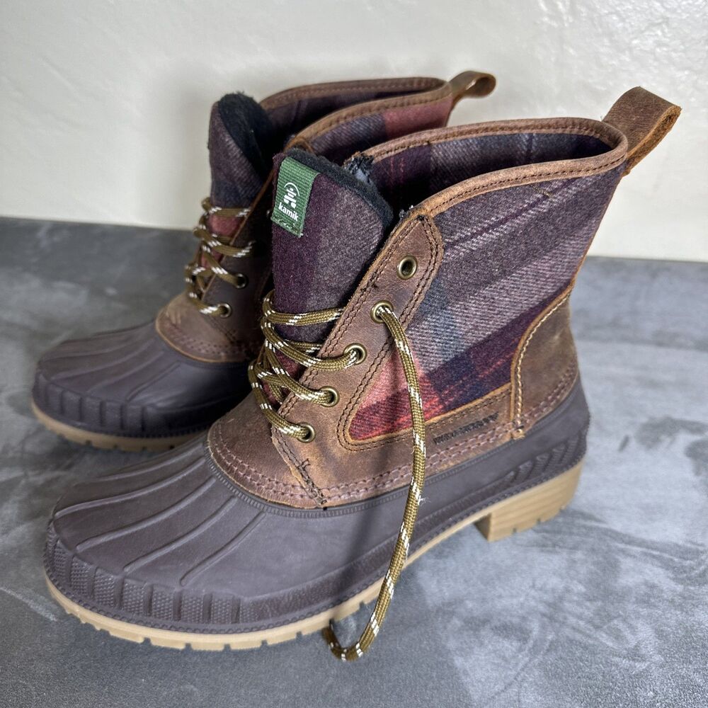 Kamik 9 M Women’s Sienna Mid Duck Boots Heat Insulation Waterproof Brown Leather